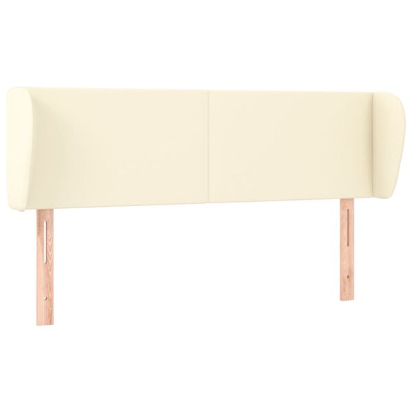 vidaXL sengegavl med kanter 147x23x78/88 cm kunstl&aelig;der cremefarvet