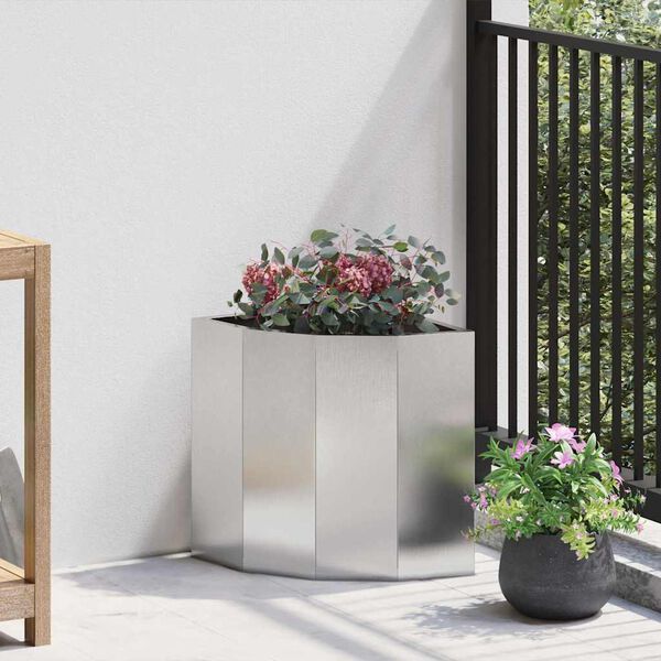 vidaXL Hjørne Plantekasse Sølv 30 x 30 x 35 cm Rustfrit stål