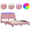 vidaXL sengeramme med LED uden madras 140x200 cm velour pink