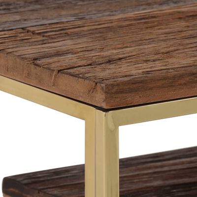 vidaXL konsolbord rustfrit stål og massive træsveller guldfarvet