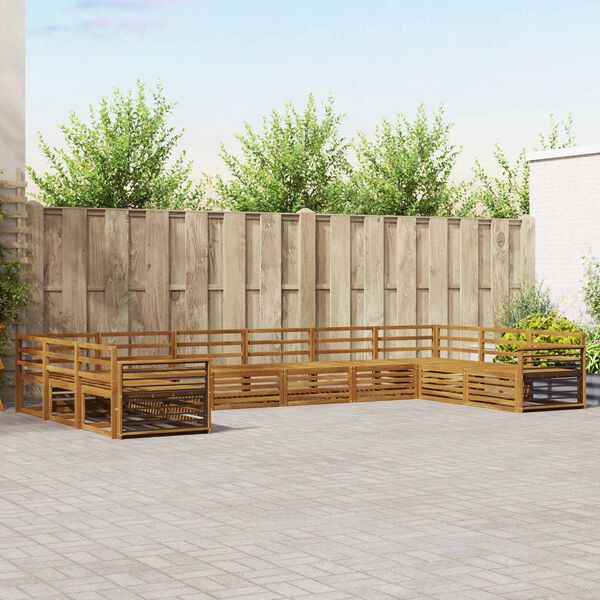 vidaXL Sofas&aelig;t 10 pcs Naturfarvet Massivt Akacietr&aelig;