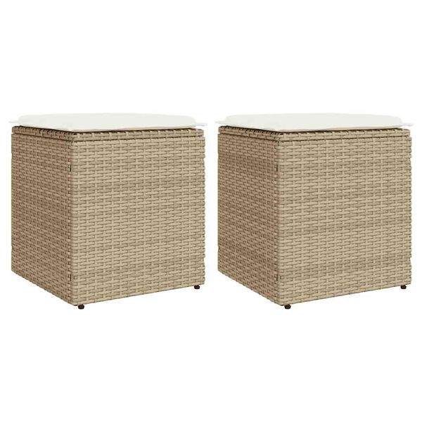 vidaXL havestole med hynder 2 stk. 40x40x43 cm polyrattan beige