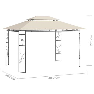 vidaXL pavillon 4x3x2,7 m 160 g/m² cremefarvet