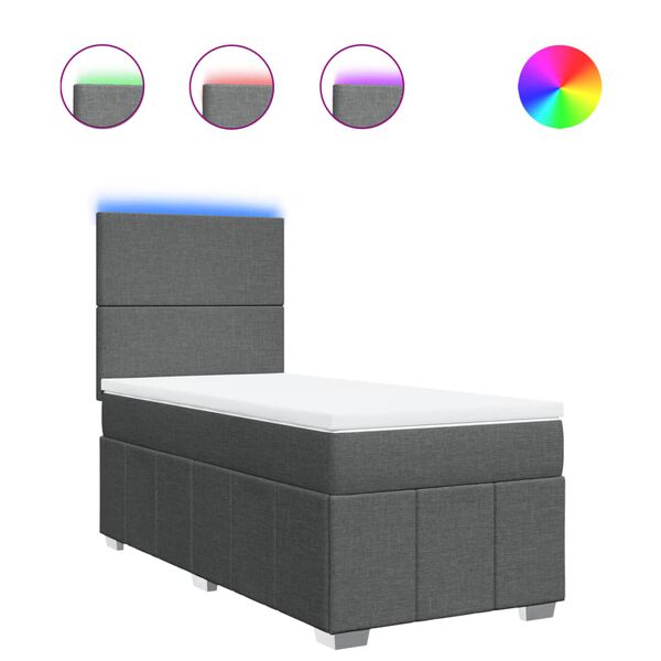 vidaXL kontinentalseng med madras 90x190 cm stof m&oslash;rkegr&aring;