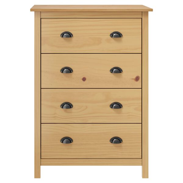 vidaXL skænk Hill med 4 skuffer 79x40x110 cm massivt fyrretræ