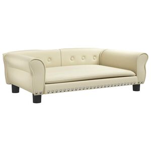 vidaXL hundeseng 95x55x30 cm kunstl&aelig;der cremefarvet