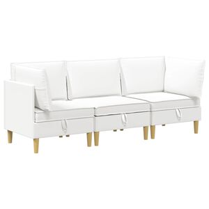vidaXL Modulsofa s&aelig;t med opbevaring 3 pcs Hvid Stof