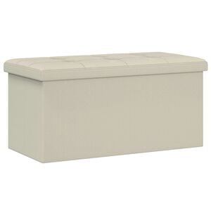 vidaXL Foldbar opbevaringsb&aelig;nk Hvid 180 kg 80 L 77 x 38 x 38 cm Linned