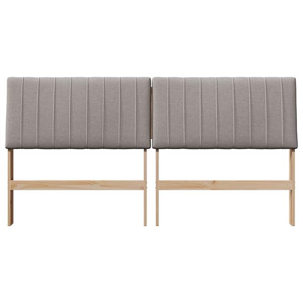 vidaXL Polstret sengegavl Gr&aring;brun 180 cm Massiv fyrretr&aelig;