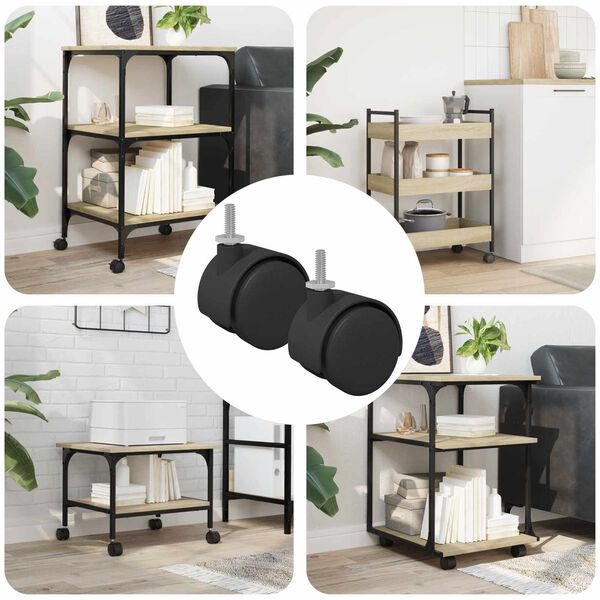 vidaXL Hjul 2 pcs Sort og S&oslash;lv 40,1 x 40,1 x 37,8 mm Jern og PP