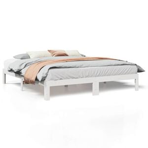 vidaXL sengeramme uden madras 160x200 cm massivt fyrretr&aelig; hvid