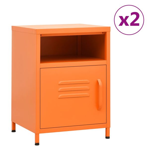 vidaXL natborde 2 stk. 35x35x51 cm st&aring;l orange