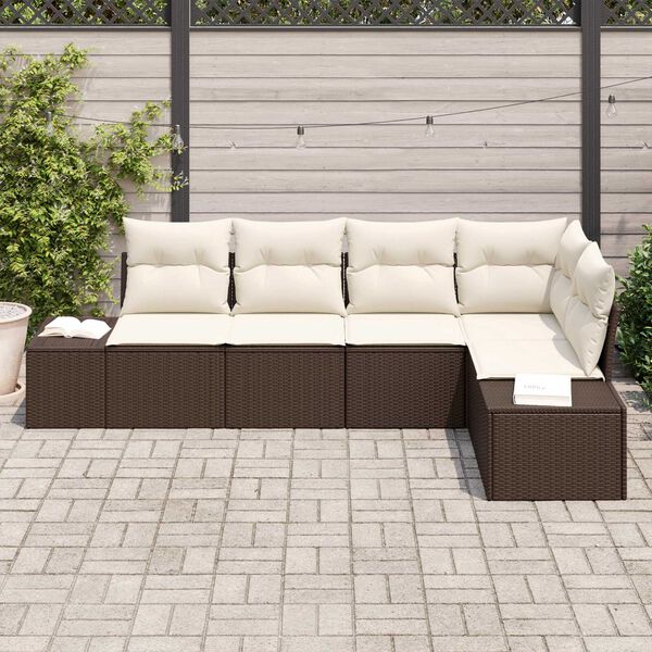 vidaXL Havesofa S&aelig;t 5 pcs Brun polyrattan