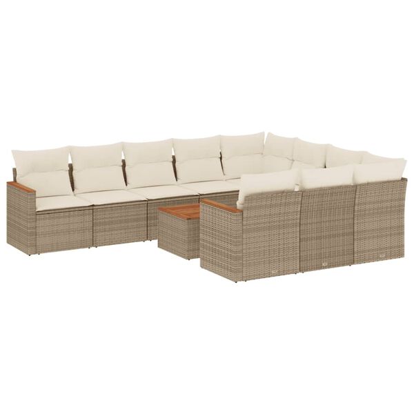 vidaXL sofas&aelig;t til haven 11 dele med hynder polyrattan beige