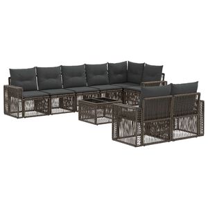 vidaXL Havesofa S&aelig;t 9 stk. Gr&aring; og M&oslash;rkegr&aring; polyrattan