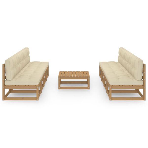 vidaXL lounges&aelig;t til haven 9 dele med hynder massivt fyrretr&aelig;