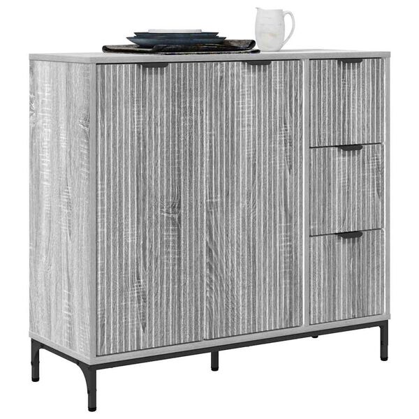 vidaXL Sideboard Gr&aring; Sonoma 89,5 x 33 x 82 cm Konstrueret tr&aelig;