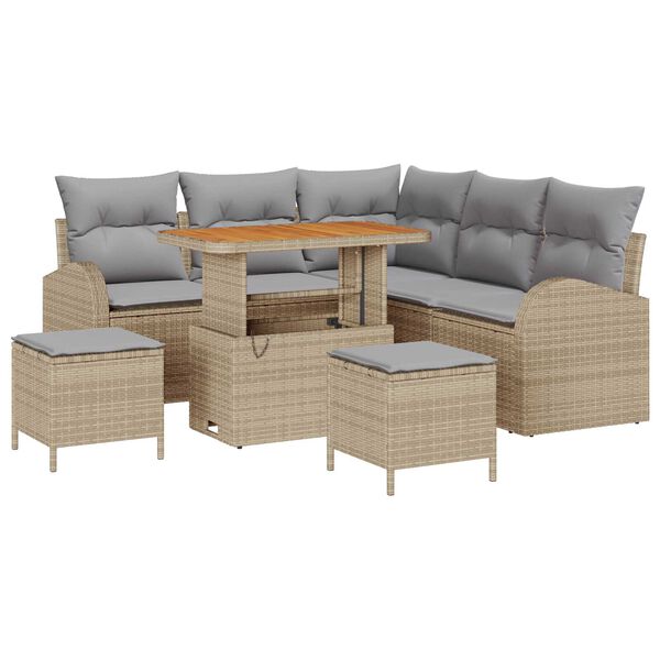 vidaXL Havesofa Sæt med pude 8 pcs Beige Poly rattan