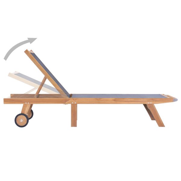 vidaXL foldbare liggestole m. hjul 2 stk. massivt teaktræ og textilene