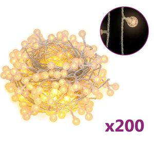 vidaXL fairy lights-lysk&aelig;der 20 m 200 LED'er 8 funktioner varm hvid