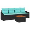 vidaXL Havesofa S&aelig;t 5 stk. Sort polyrattan
