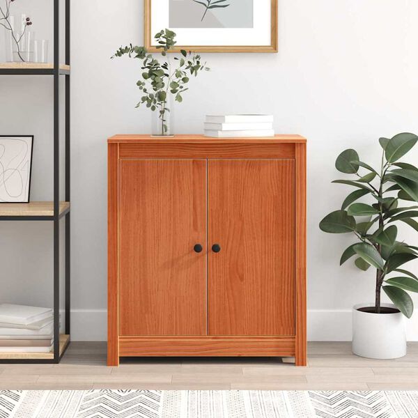 vidaXL Sideboard Voks brun 70 x 35 x 80 cm Massiv fyrretr&aelig;
