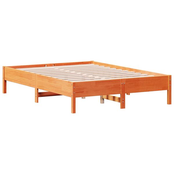 vidaXL sengeramme uden madras 120x190 cm massivt fyrretr&aelig; gyldenbrun