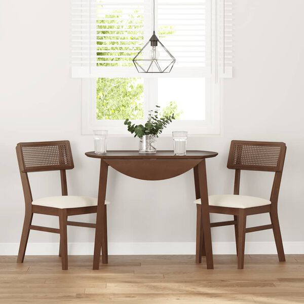 vidaXL spisebordsstole med hynder 2 stk. massivt gummitr&aelig; brun