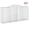 vidaXL buede gabionkurve 17 stk. 300x50x140/160 cm galvaniseret jern