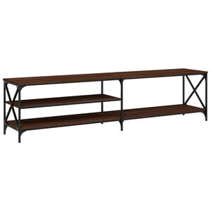 vidaXL tv-bord 200x40x50 cm konstrueret tr&aelig; og metal brun egetr&aelig;sfarve