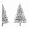 vidaXL kunstigt halvt juletr&aelig; med juletr&aelig;sfod 120 cm PET s&oslash;lvfarvet