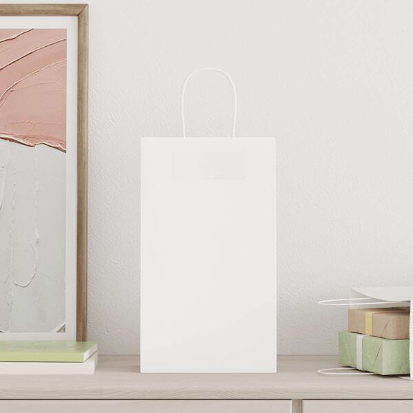 vidaXL papirposer 250 stk. med h&aring;ndtag 21x11x36 cm hvid