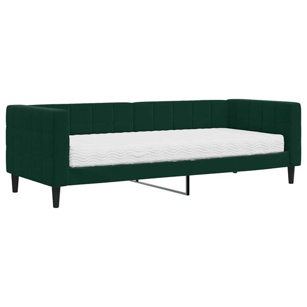 vidaXL daybed med madras 80x200 cm velour m&oslash;rkegr&oslash;n