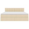 vidaXL Seng med opbevaring og LED med madras Creme 180 x 200 cm Stof