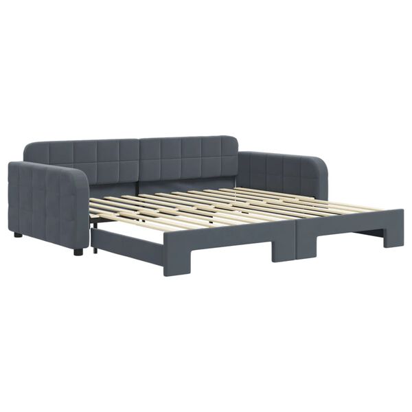 vidaXL daybed med udtr&aelig;k 100x200 cm velour m&oslash;rkegr&aring;