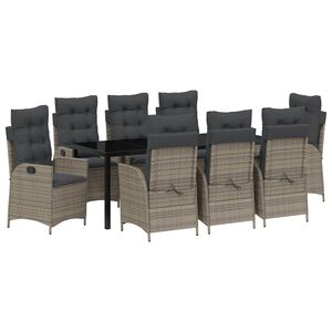 vidaXL Have Spisebordss&aelig;t 9 stk. Gr&aring; polyrattan