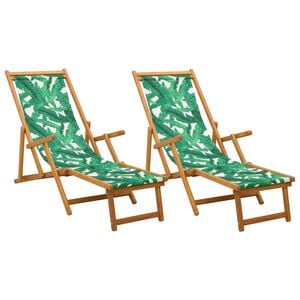 vidaXL Foldestol 2 pcs 3 position Massiv Eucalyptus Tr&aelig; Bladm&oslash;nster
