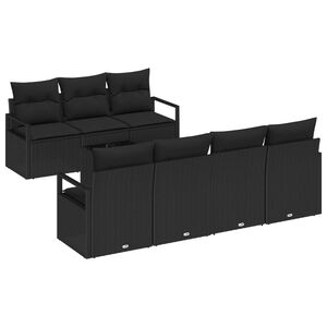 vidaXL Sofa S&aelig;t med pude 8 pcs Sort polyrattan