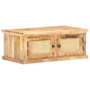 vidaXL sofabord 90x50x35 cm massivt mangotr&aelig; og naturr&oslash;r