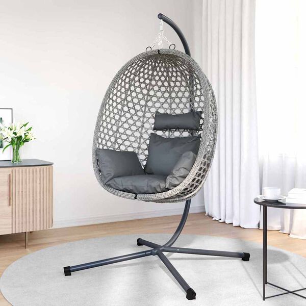 vidaXL Hængende æggestol antracitgrå og grå 104 x 100 x 191 cm