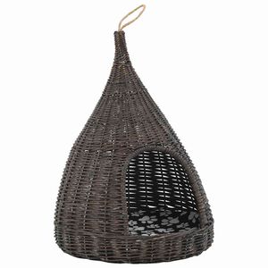vidaXL kattehus med hynde 40x60 cm tipi naturpil gr&aring;