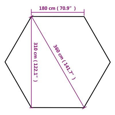 vidaXL sekskantet pop op-telt 3,6x3,1 m foldbart 220 g/m² gråbrun