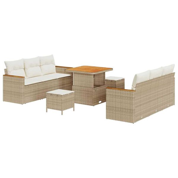vidaXL Havesofa S&aelig;t med pude 11 pcs Beige og creme polyrattan