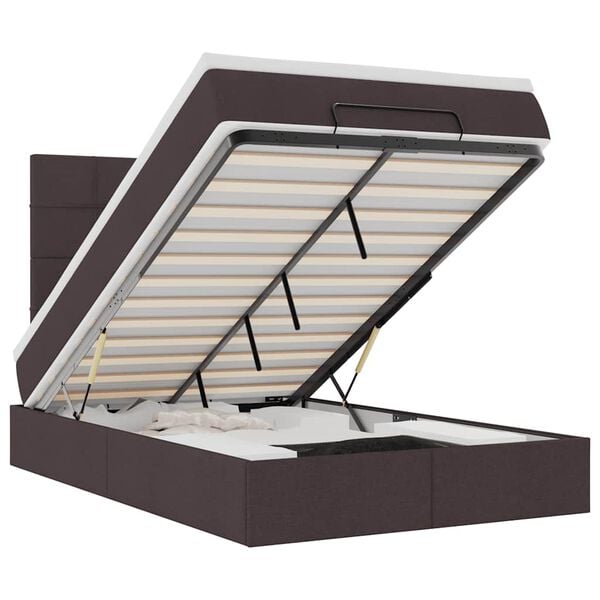 vidaXL osmannisk sengeramme med madras 120x190 cm stof m&oslash;rkebrun