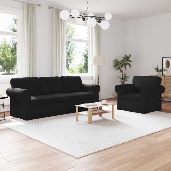 vidaXL Sofa 180cm 2 pcs Sort Metal