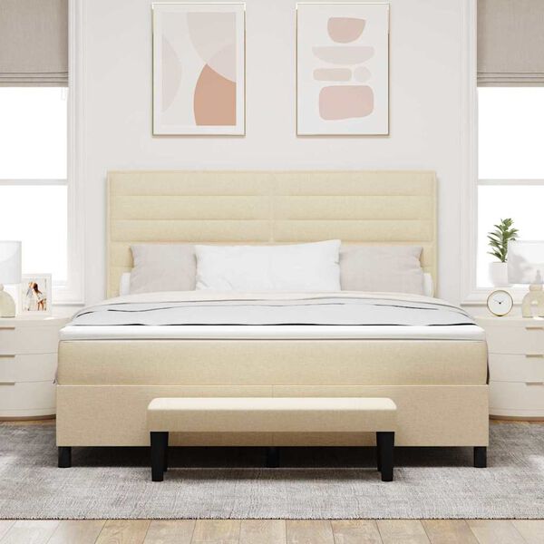 vidaXL Box spring seng med madras Creme 180 x 200 cm Stof