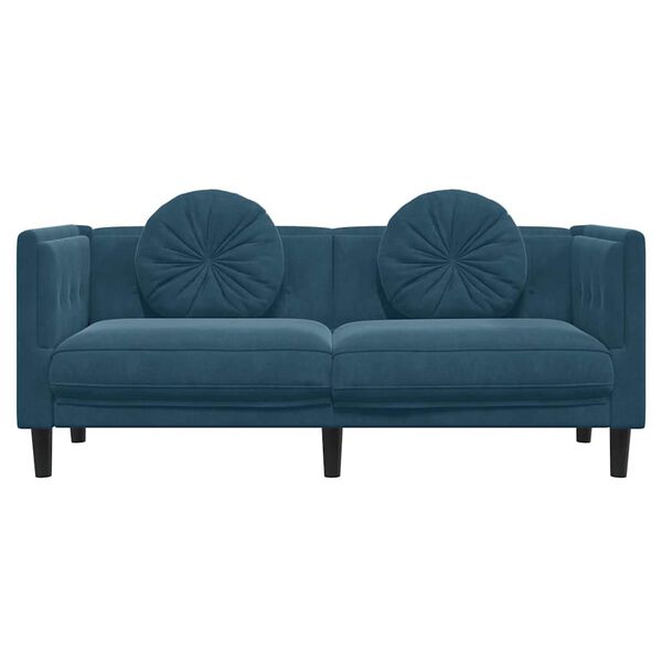 vidaXL 2-personers sofa med hynder velour bl&aring;