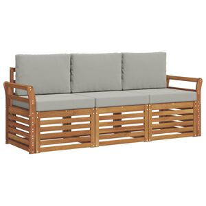 vidaXL Sofas&aelig;t 3 stk. Naturlig og Lys Gr&aring; Massivt Akacietr&aelig;