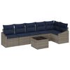 vidaXL Havesofa S&aelig;t med pude 7 pcs Gr&aring; og Marinebl&aring; polyrattan