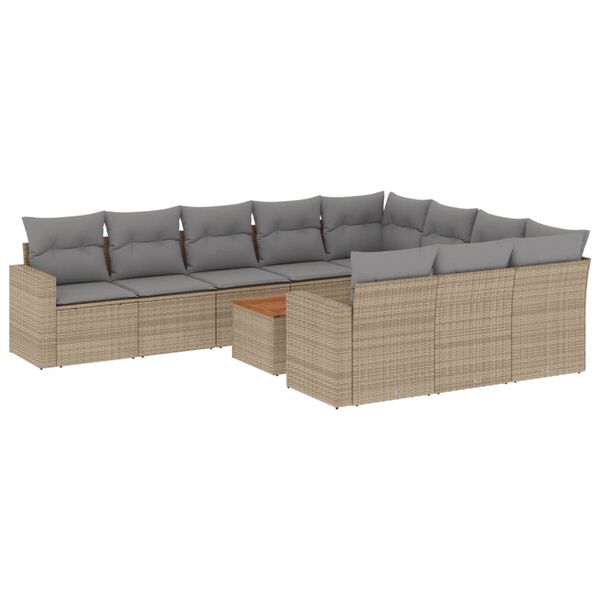 vidaXL havesofas&aelig;t 11 dele med hynder polyrattan beige